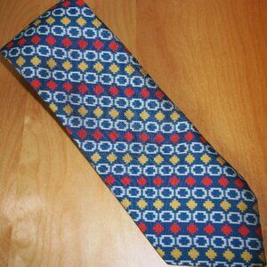 Blue With Orange And Yellow Geometric Stripes Men's Neck Tie